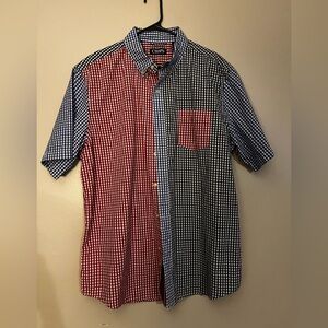 Ralph Lauren Chaps Men's Red White Navy Blue Gingham Patterned Shirt XL